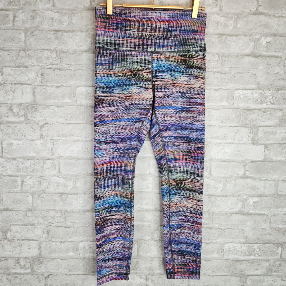 Lululemon Leggings Multicolor Abstract Print High Waisted Athletic Size 8